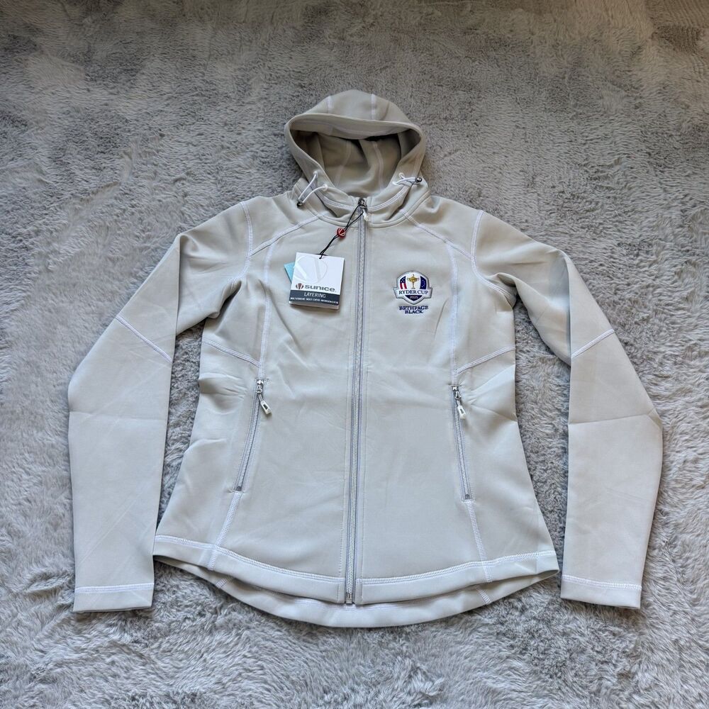 SUNICE MADDY 2.0 FULL ZIP HOODIE GOLF RYDER CUP 2025 OYSTER JACKET NWT $170 S
